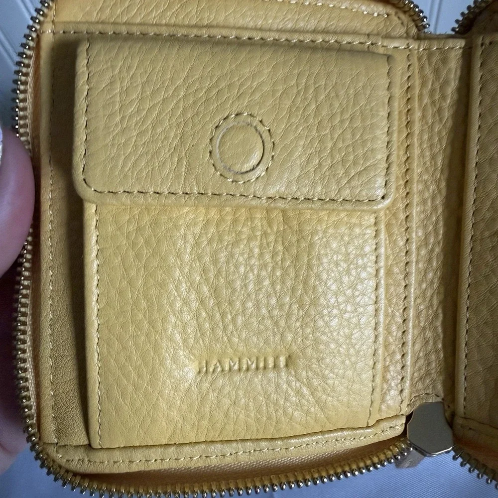 Hammitt Yellow Pebbled Leather 5 North Zip Around Wallet Card Change Holder